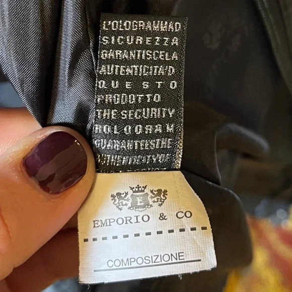 Emporio & Co. Vintage Men's Black Leather Jacket, Size Medium.